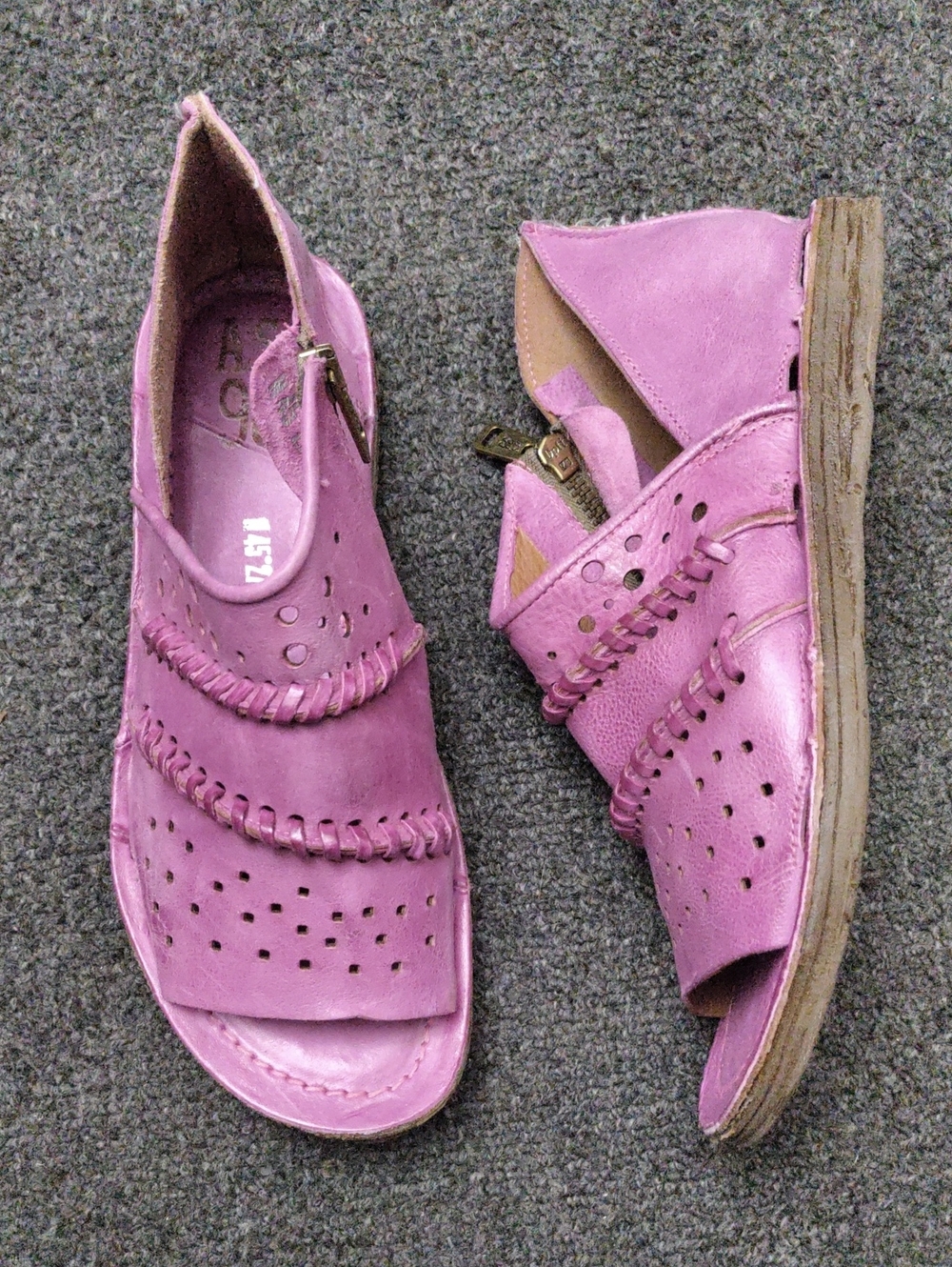 A.S.98 Women's Pink Leather Open-Toe Sandals